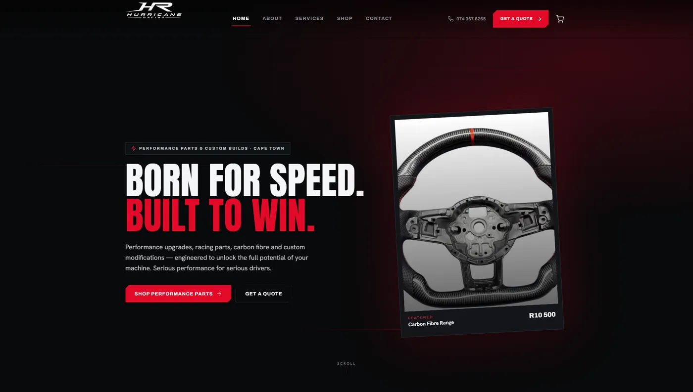 Hurricane Racing website