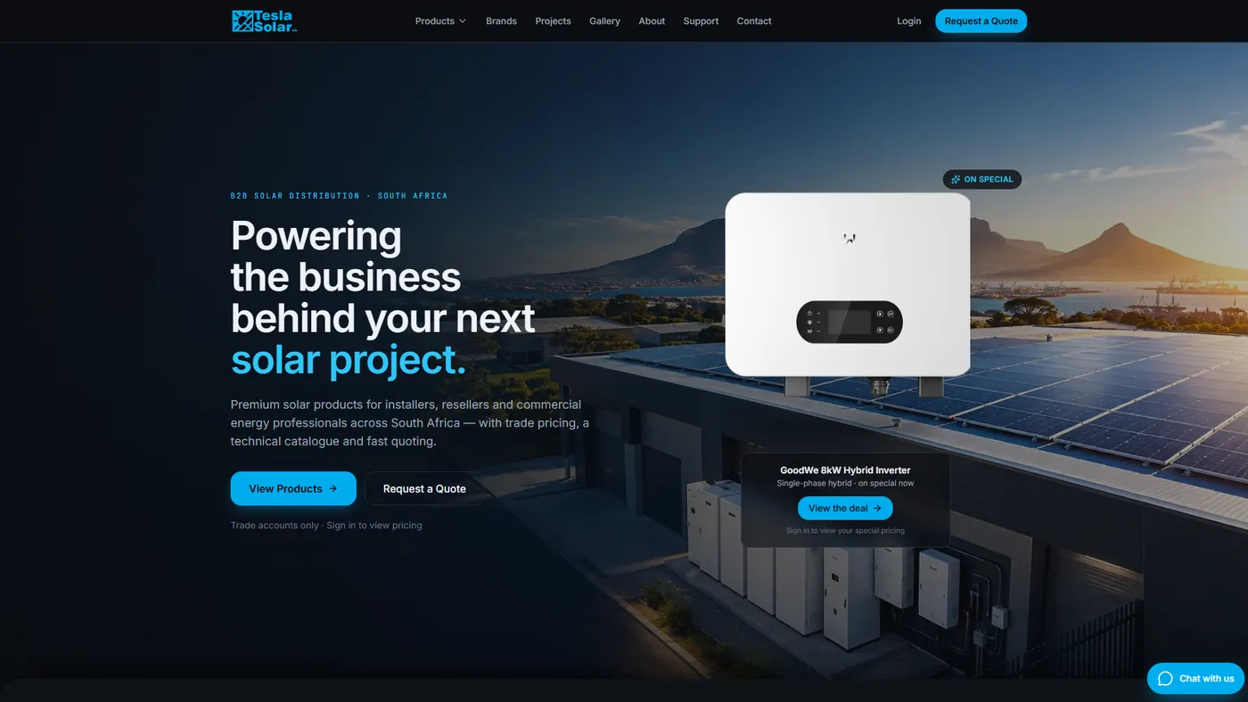 Tesla Solar SA website